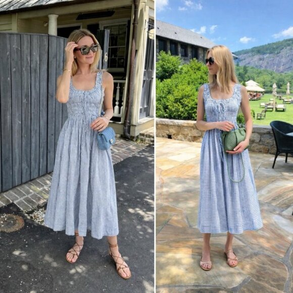 Doen Emmaretta Dress in Blue Gingham Size Medium NWT - Picture 10 of 15